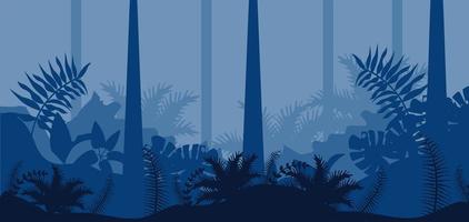 scena di paesaggio blu natura giungla vettore