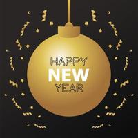 carta di felice anno nuovo con palla d'oro vettore