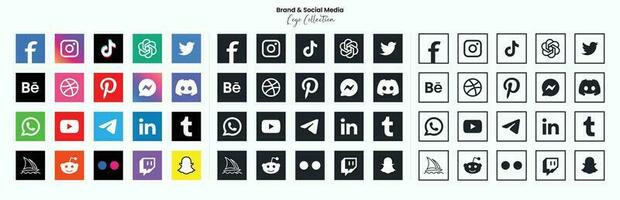 popolare sociale Rete simboli, sociale media logo icone collezione vettore