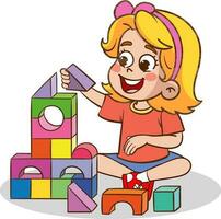 carino poco bambini giocando con giocattoli insieme cartone animato vettore