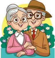 anziano coppia Tenere mani.nonna e nonno insieme. nonni. anziano coppia. un' uomo e un' donna di vecchio età. vettore