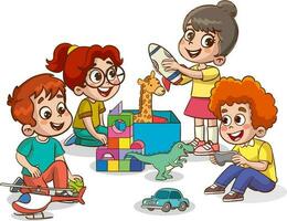 bambini giocando con giocattoli. vettore illustrazione di bambini giocando con giocattoli.