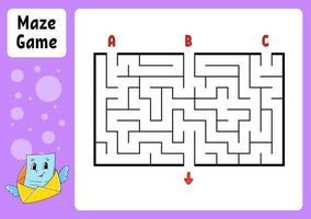 rettangolo labirinto. gioco per bambini. tre ingressi, uno Uscita. formazione scolastica foglio di lavoro. puzzle per bambini. labirinto enigma. vettore