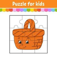 gioco di puzzle per bambini. pezzi di puzzle. foglio di lavoro a colori. pagina delle attività. illustrazione vettoriale isolata. stile cartone animato.