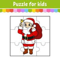 puzzle gioco per bambini. sega pezzi. colore foglio di lavoro. Natale tema. attività pagina. isolato vettore illustrazione. cartone animato stile.