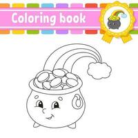 colorazione libro per bambini. allegro carattere. carino cartone animato stile. nero contorno silhouette. isolato su bianca sfondo. vettore illustrazione.
