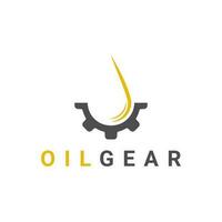 olio Ingranaggio logo design modello. far cadere lubrificante e Ingranaggio. vettore