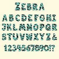 zebra font per manifesti. moderno zebra alfabeto. animale Stampa pelli carattere tipografico, modificabile e stratificato. vettore capitale lettere per bambini camera striscioni.