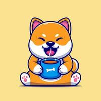 carino shiba inu cane Tenere caldo caffè tazza cartone animato vettore icona illustrazione. animale bevanda icona concetto isolato premio vettore. piatto cartone animato stile