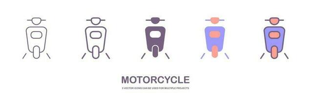 grande isolato motociclo vettore colorato icone impostare, piatto illustrazioni di vario genere motociclette. isolato su bianca sfondo