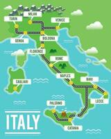 cartone animato vettore carta geografica di Italia. viaggio illustrazione con italiano principale città.