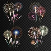 gruppi di realistico fuochi d'artificio vettore