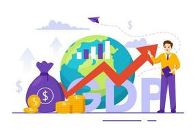 gdp o schifoso domestico Prodotto vettore illustrazione con economico crescita colonna e mercato produttività grafico nel piatto cartone animato mano disegnato modelli