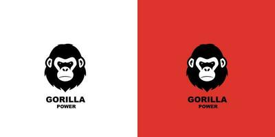gorilla testa logotipo vettore illustrazione su un' bianca e rosso sfondo. logo marchio.
