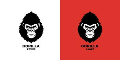 gorilla testa logotipo vettore illustrazione su un' bianca e rosso sfondo. logo marchio.