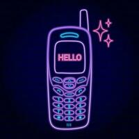 neon Telefono, retrò anni 80 anni 90 stile, y2k Telefono, stella, vettore illustrazione