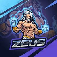 zeus esport mascotte logo design vettore