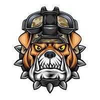 vettore illustrazione di un' bulldog testa indossare un' eroico noi esercito berretto