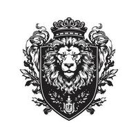 reale araldico Leone, Vintage ▾ logo linea arte concetto nero e bianca colore, mano disegnato illustrazione vettore