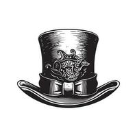 st patrick giorno cappello, Vintage ▾ logo linea arte concetto nero e bianca colore, mano disegnato illustrazione vettore