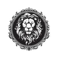 Leone lusso, Vintage ▾ logo linea arte concetto nero e bianca colore, mano disegnato illustrazione vettore