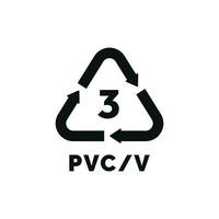 pvcv 3 plastica riciclare simbolo icona vettore