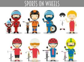 vettore impostato di gli sport su ruote nel cartone animato stile
