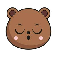 orso alleviare viso testa kawaii etichetta isolato vettore