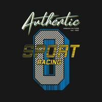 autentico sport da corsa grafico, tipografia vettore, t camicia disegno, illustrazione, bene per casuale stile vettore
