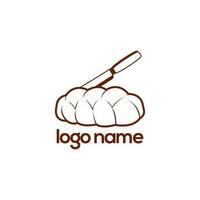 pane logo con un' coltello su superiore di esso. alta qualità premio pane clip arte. pane logo con challah illustrazione vettore disegno, pane Alimenti illustrazioni design e cucinare etichette vettore impostare.