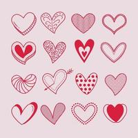 set di doodle cuore disegno vettoriale