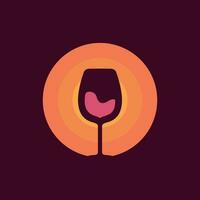 moderno bicchiere vino bar e visualizzazioni tramonto bevanda logo, logo design ispirazione modello vettore