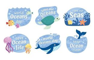 citazioni della giornata mondiale degli oceani vettore