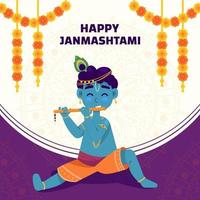 felice concetto di saluto janmashtami vettore