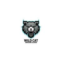 selvaggio gatto logo gioco esport logo design vettore