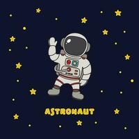 vettore illustrazione colore bambini astronauta con stelle icona piatto design illustrazione