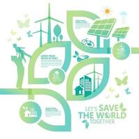 ecology.green cities aiuta il mondo con idee ecologiche concept.vector illustrazione vettore