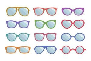 collezione di di moda fricchettone estate occhiali da sole. moda occhiali da sole, estate accessorio. icone, vettore