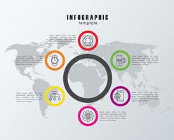 statistiche del modello di infografica con mappe del pianeta terra vettore