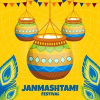 felice concetto di festival janmashtami vettore