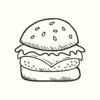 mano disegnato hamburger vettore illustrazione nel scarabocchio stile