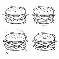 carino disegnato a mano hamburger nel scarabocchio stile. hamburger illustrazione vettore