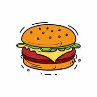 carino disegnato a mano scarabocchio hamburger icona illustrazione vettore