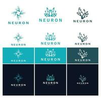 neurone, alghe o nervo cellula logo designmolecule logo illustrazione modello icona con vettore concetto