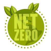 netto zero, pianeta terra con foglie, co2 neutro, verde vettore illustrazione. eco amichevole isolato cartello. carbonio emissioni gratuito, no aria atmosfera inquinamento industriale produzione, ambiente protezione