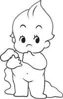 poco angelo cartone animato scarabocchio kawaii anime colorazione pagina carino illustrazione disegno personaggio chibi manga comico vettore