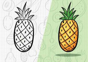 cartone animato stile ananas illustrazione vettore