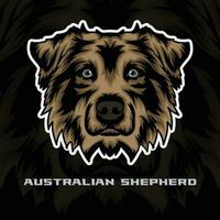 australiano pastore cane viso vettore azione illustrazione, cane portafortuna logo, cane viso logo vettore