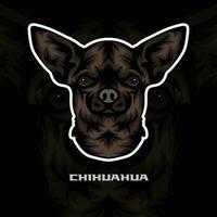chihuahua cane viso vettore azione illustrazione, cane portafortuna logo, cane viso logo vettore