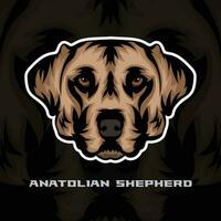 anatolico pastore cane viso vettore azione illustrazione, cane portafortuna logo, cane viso logo vettore